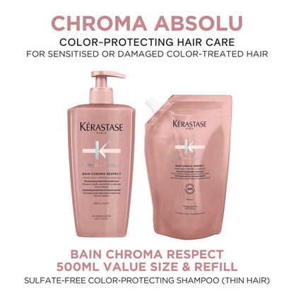 Kérastase Chroma Absolu Sulfate-Free Hydrating Protective Shampoo Refill Duo (Thin Hair) 500ml
